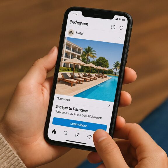 imagem de um anúncio de hotel aparecendo no Instagram