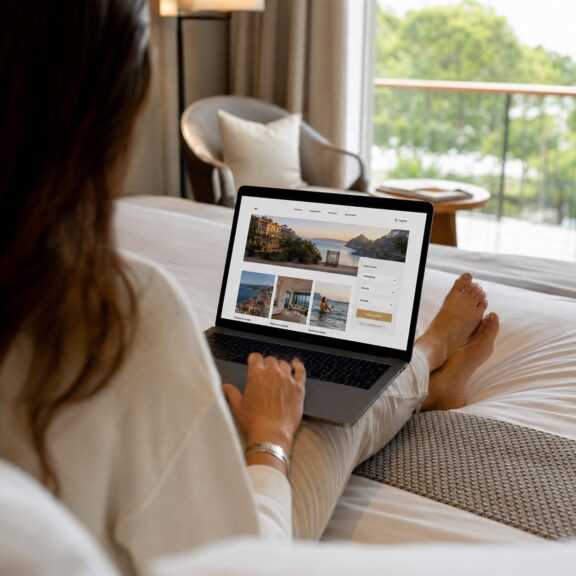 viajante consumindo marketing de conteúdo para hotelaria
