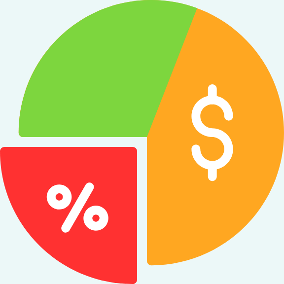 imagem de um gráfico de pizza de divisão de receitas