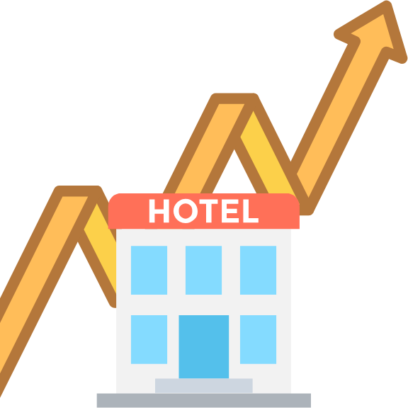 imagem de gráfico de revenue management e de um hotel