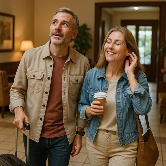 imagem de dois hóspedes sendo impactados por estratégia de marketing sensorial na hotelaria