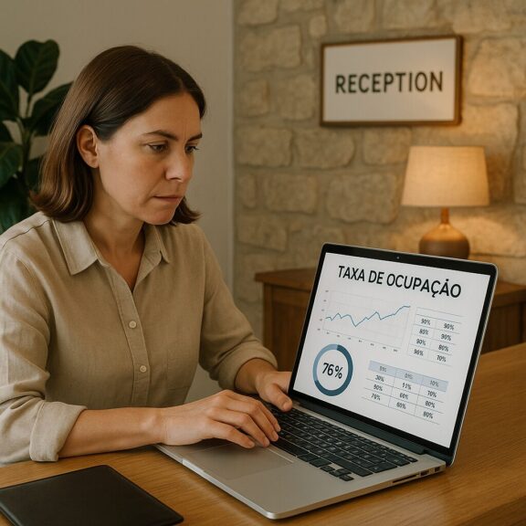 imagem de uma hoteleira analisando sua taxa de ocupação do hotel