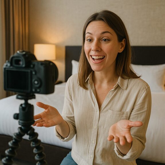 imagem de influenciadora fazendo marketing de influencia na hotelaria