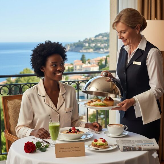 uma hóspede sendo servida de forma ultrapersonalizada pelo hotel