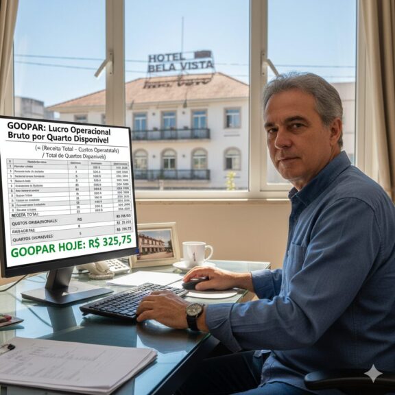 Imagem de um hoteleiro calculando o GOOPAR do seu hotel