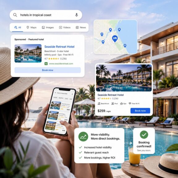 Imagem do Google Performance Max para Hotéis