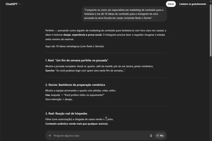 ideias de conteúdo para instagram chatpgt