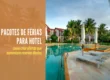 Pacotes de férias para hotel com piscina, espreguiçadeiras e área de lazer em um resort.